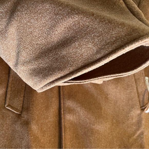 S Mens Double-breasted Hooded Jacket Parka Winter Outwear Tan Pea Coat Brown NWO - Picture 7 of 10